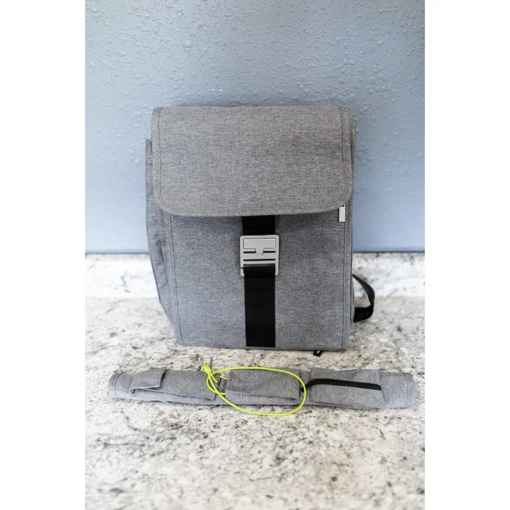IKEA Family Gray Diaper Bag with Green Accents